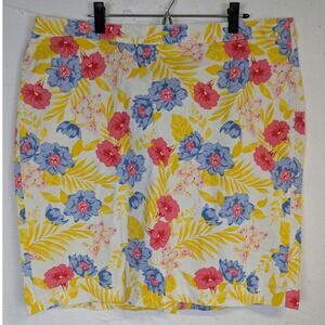 Bright Tropical Pencil Skirt Floral Colorful Bold Stretch Summer Size 20 Tall